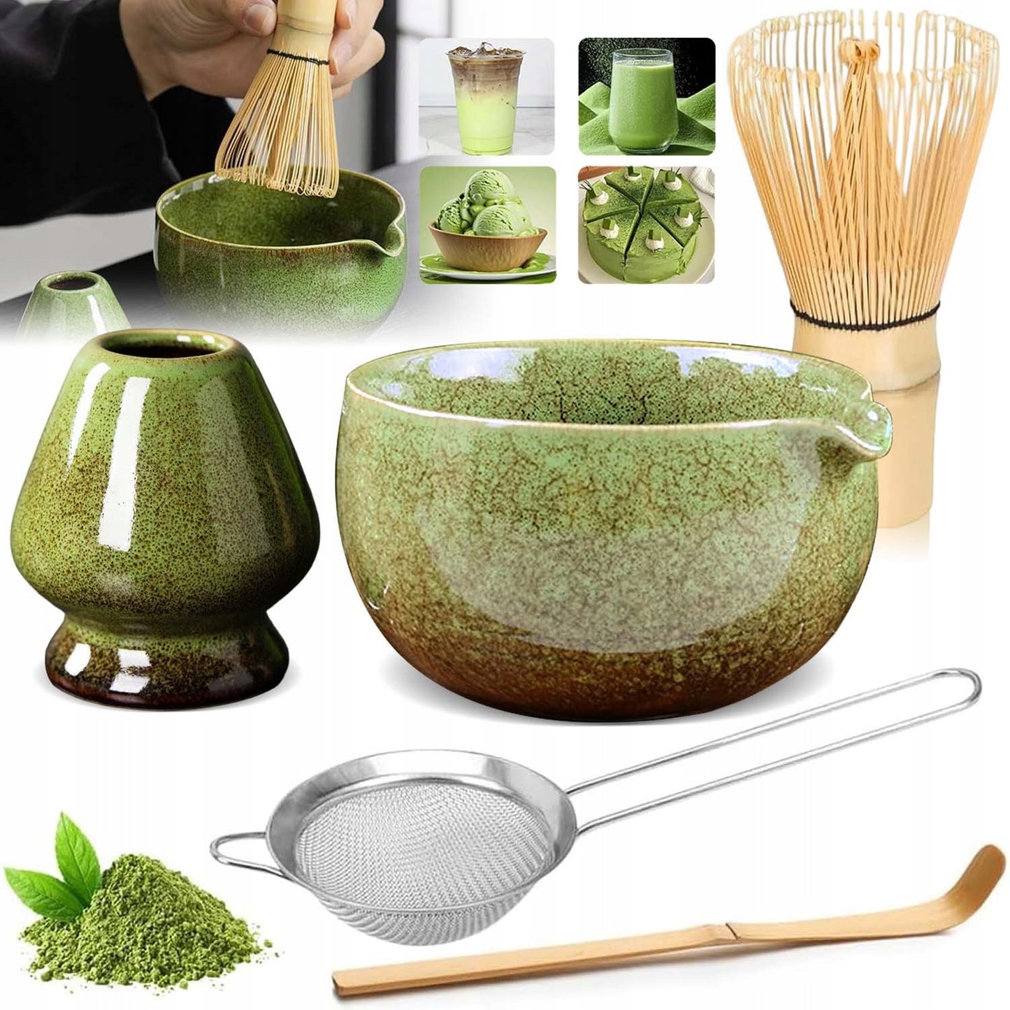 Zestaw Startowy Do Matcha Herbaty Z Piękną Czarką Miotełką +łyżką+sito
