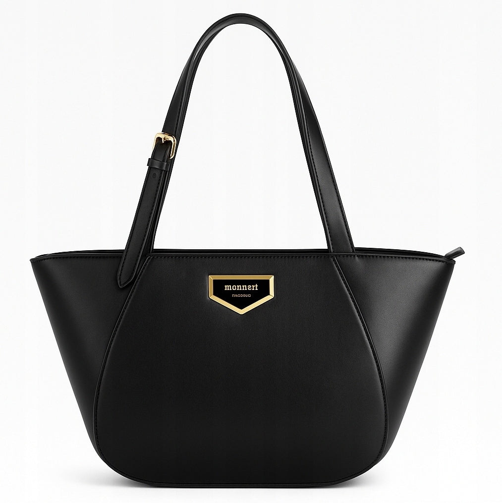 Monnari Klasyczna Torebka Damska Na Ramię Czarna Duża A4 Shopper BAG6130