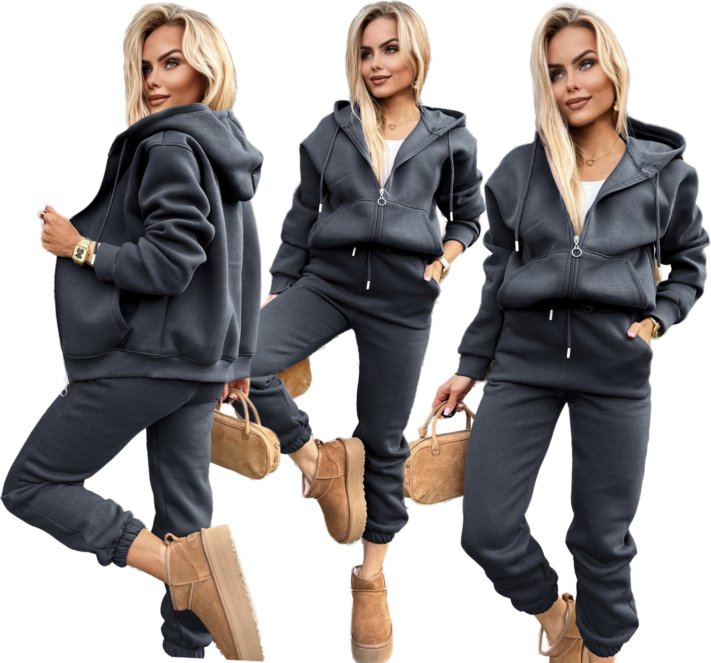 Bawełniany Komplet dresowy damski Dres spodnie rozpinana bluza M Marcela