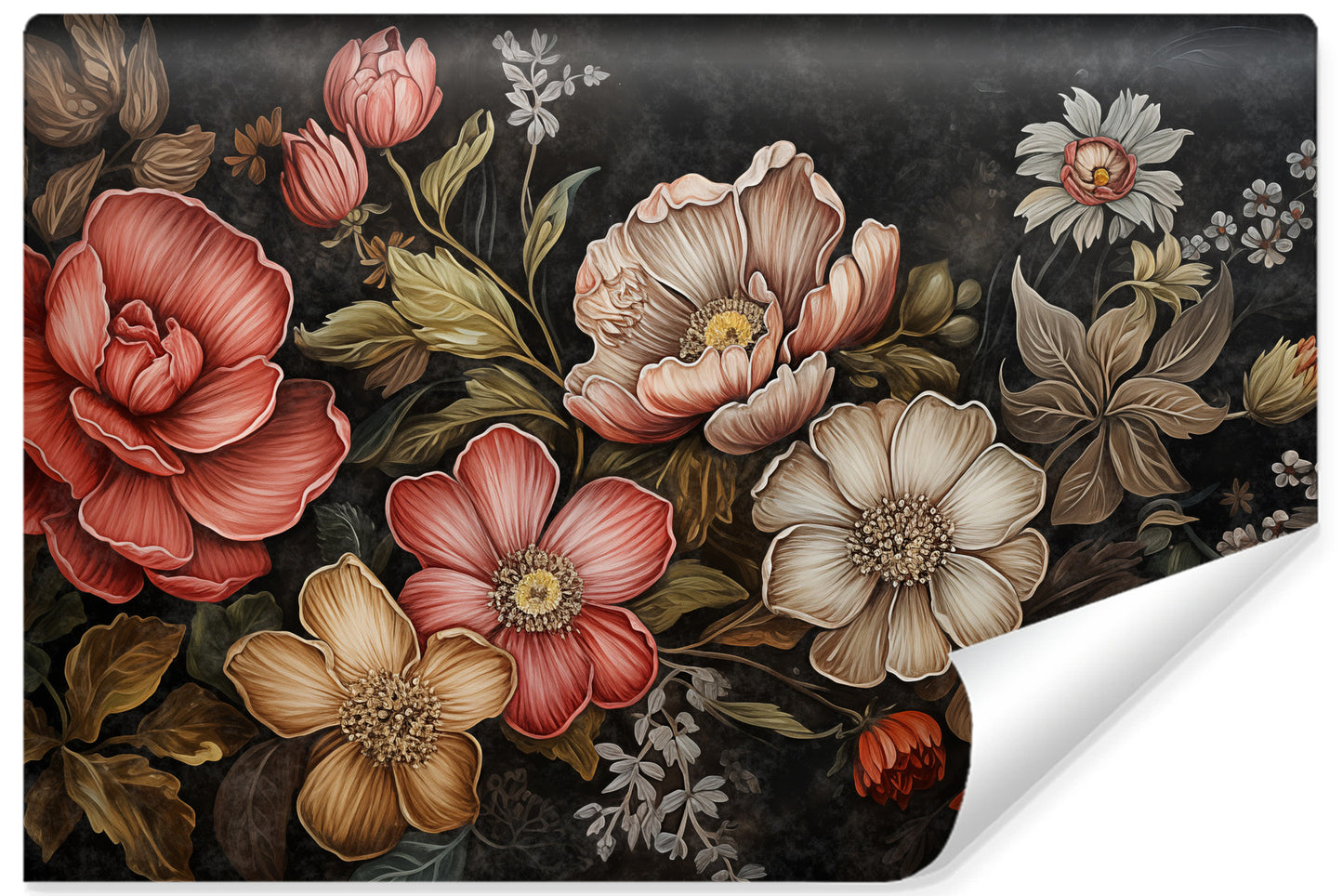 Fototapeta Liście i Kwiaty W Stylu Vintage 416x254cm