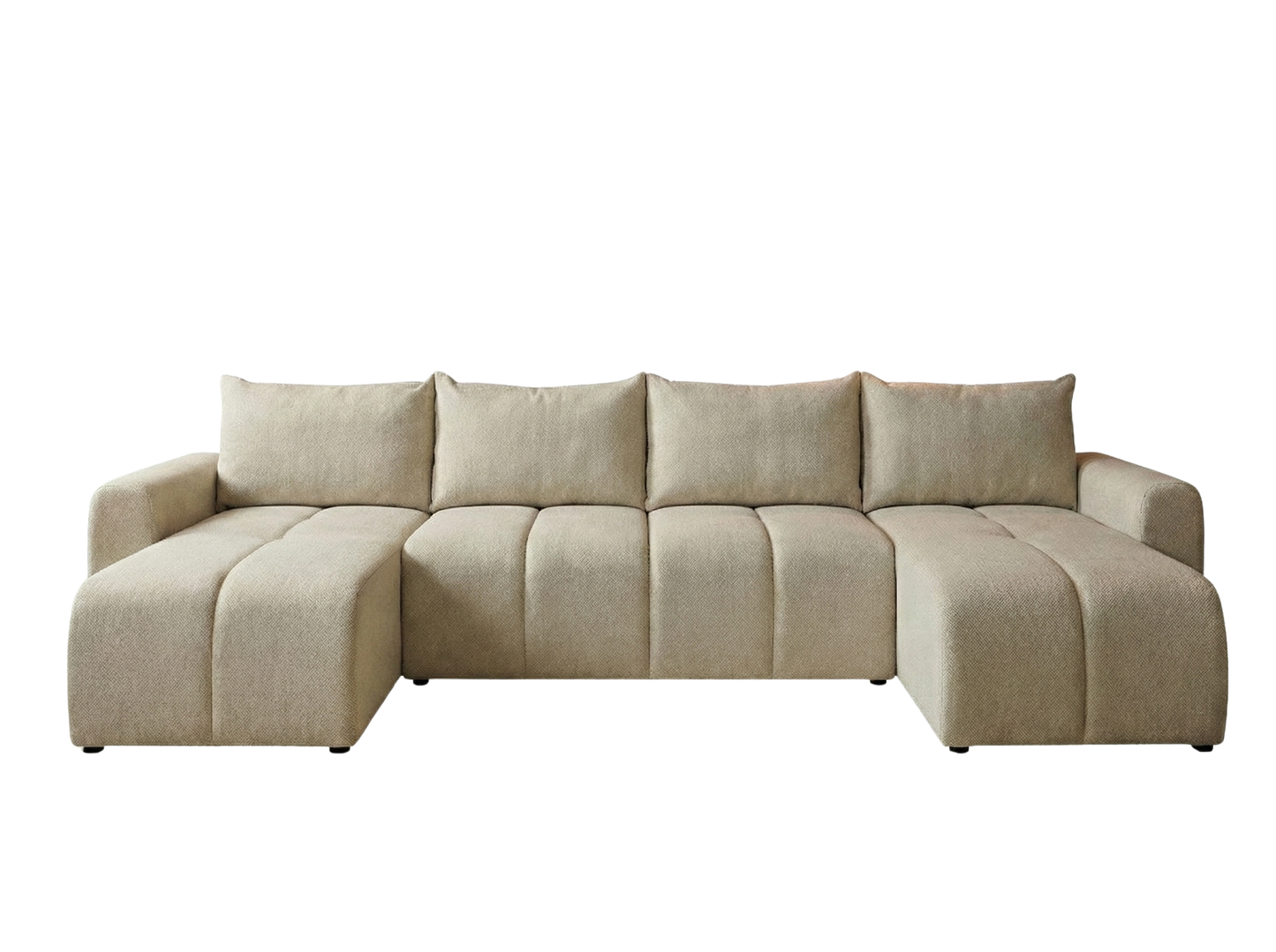 Narożnik Rozkładany U Kremowy 318x149 Siedzisko Pianka T30 + Falista MARTIN