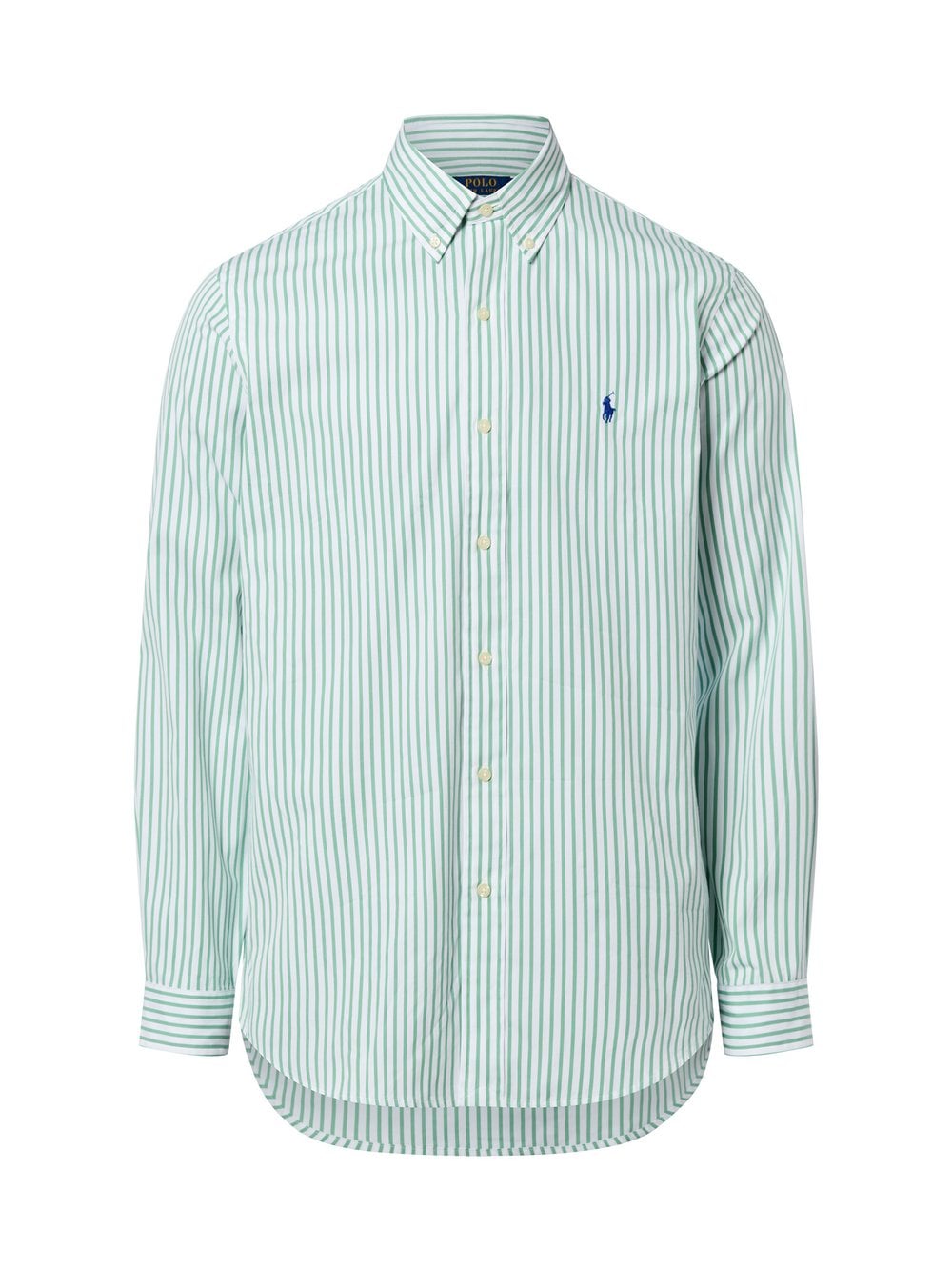 Polo Ralph Lauren Męska koszula casualowa - Custom Fit Mężczyźni Regular Fit Bawełna zielony w paski, L