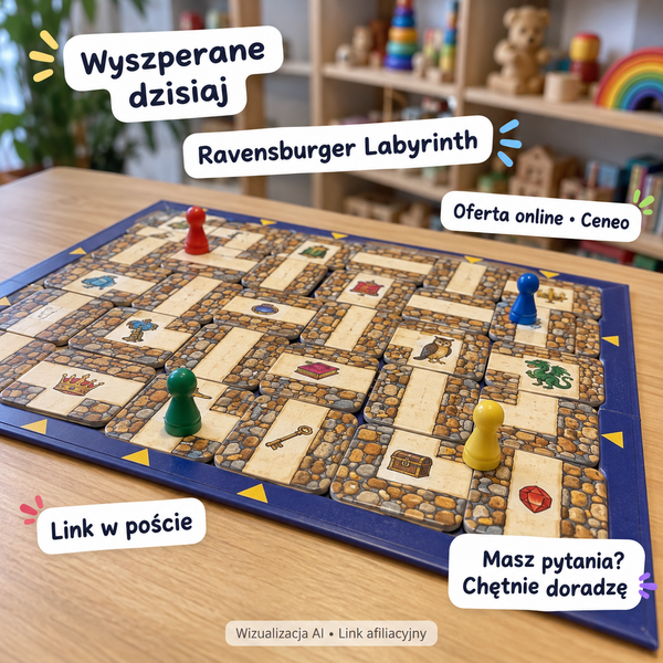 Ravensburger Labyrinth — Ceneo. Wizualizacja AI • Link afiliacyjny.