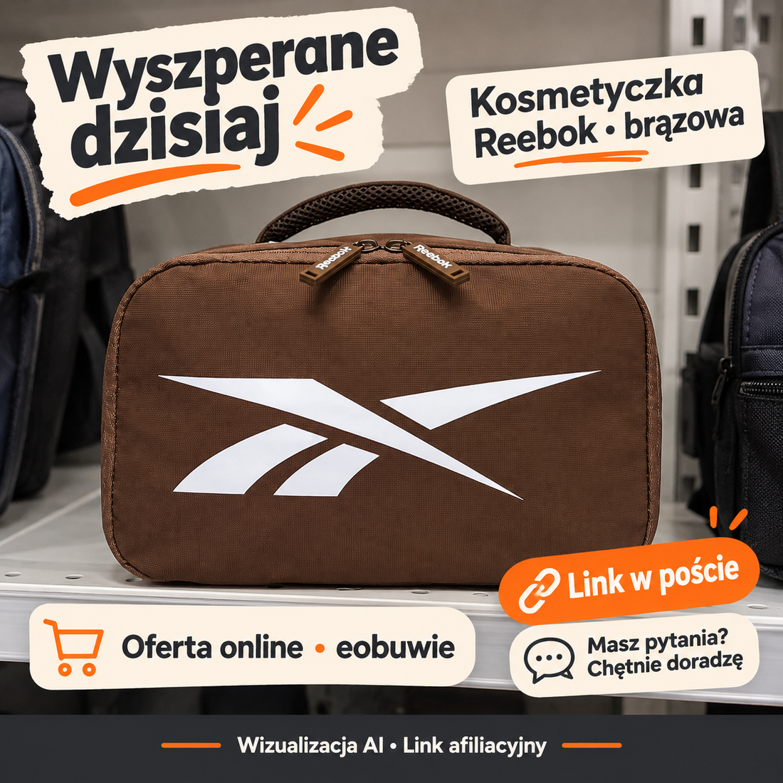Kosmetyczka Reebok CWBEO-RBK-U1-001-AW26 brązowa — eobuwie