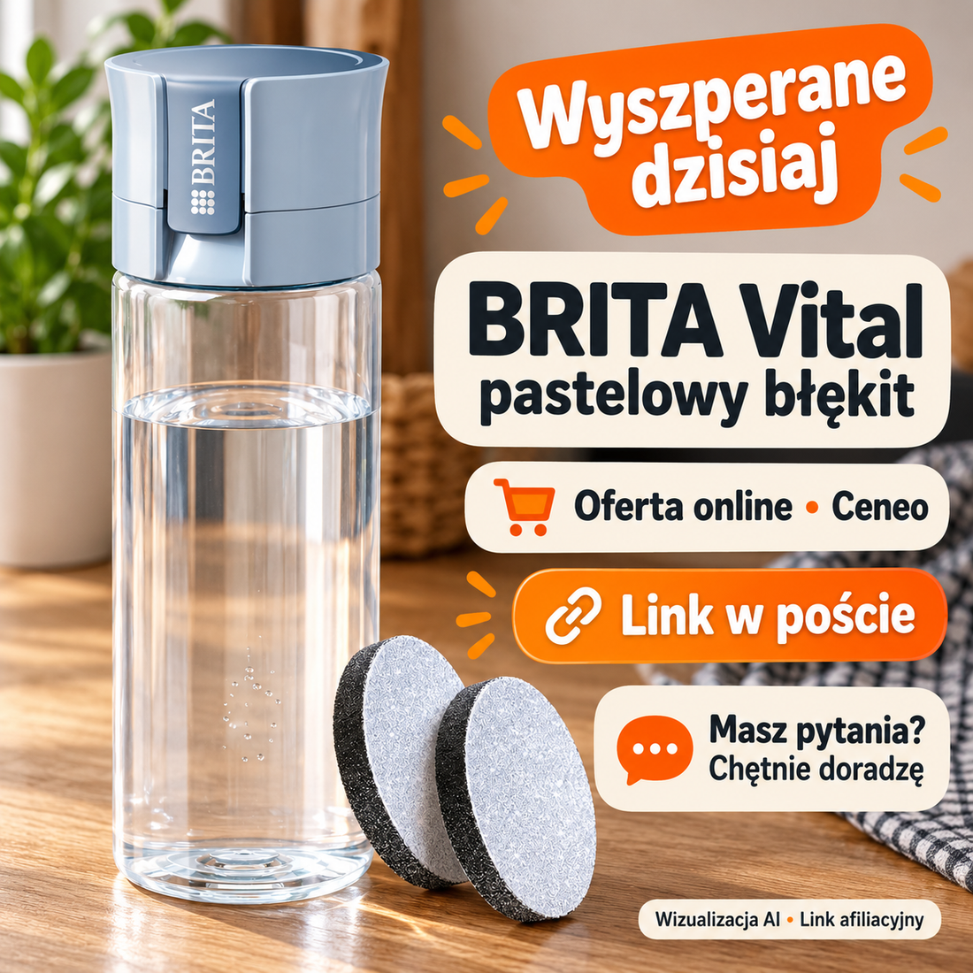 Butelka filtrująca BRITA Vital pastelowy błękit — Ceneo