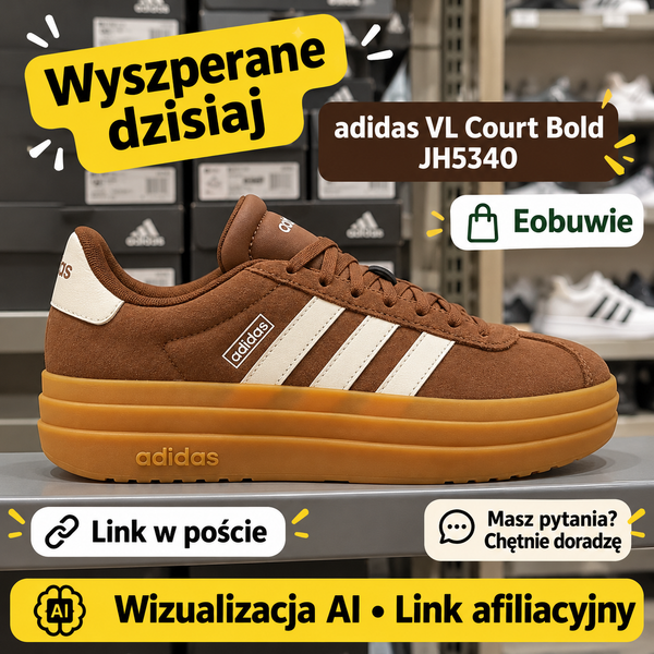 Brązowe adidas VL Court Bold JH5340 — Eobuwie
