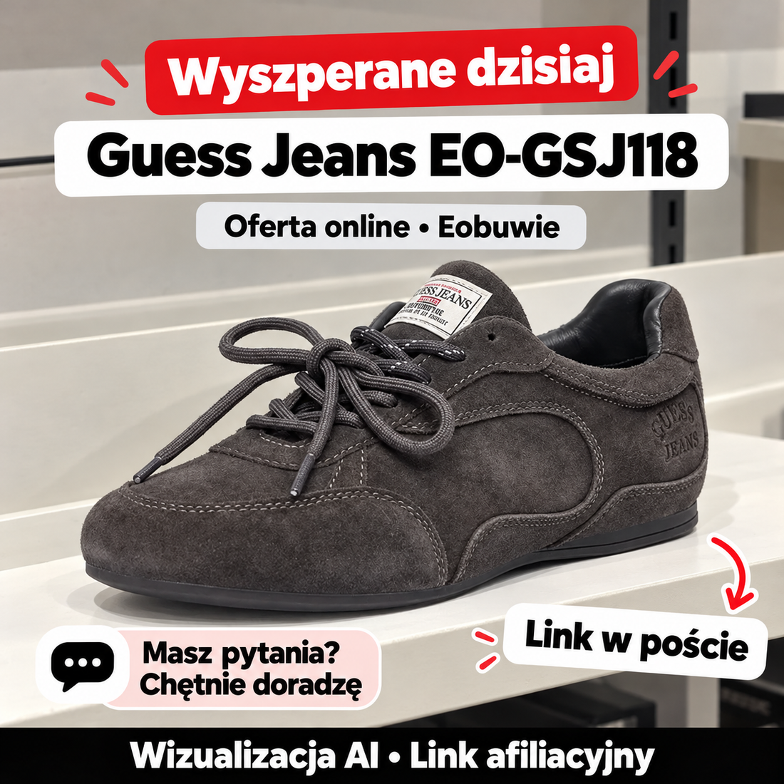 Szare sneakersy Guess Jeans EO-GSJ118 — Eobuwie