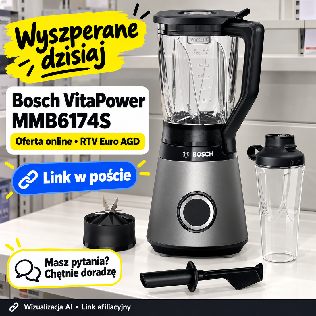 Blender Bosch VitaPower MMB6174S — RTV Euro AGD