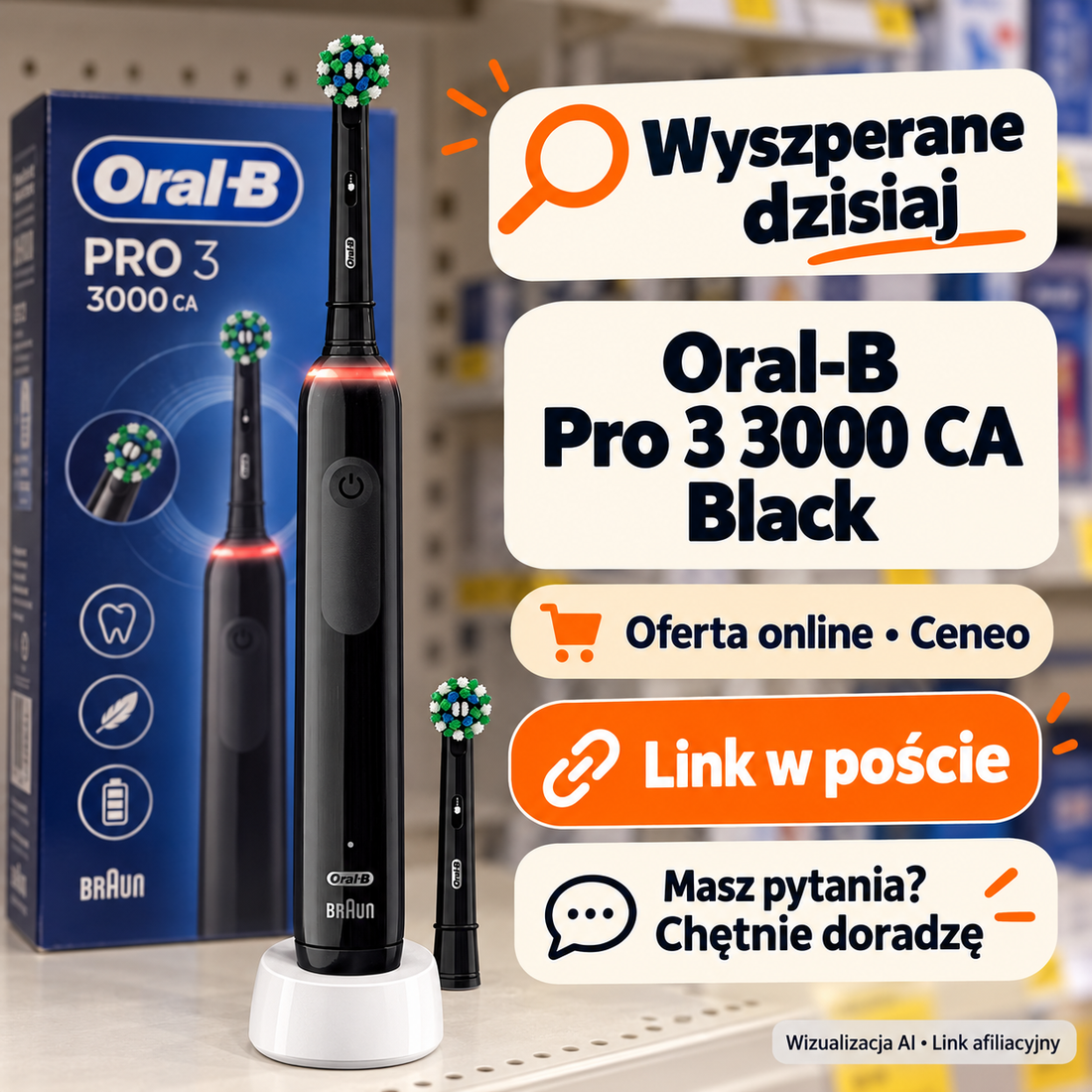 Oral-B Pro 3 3000 CA Black — Ceneo