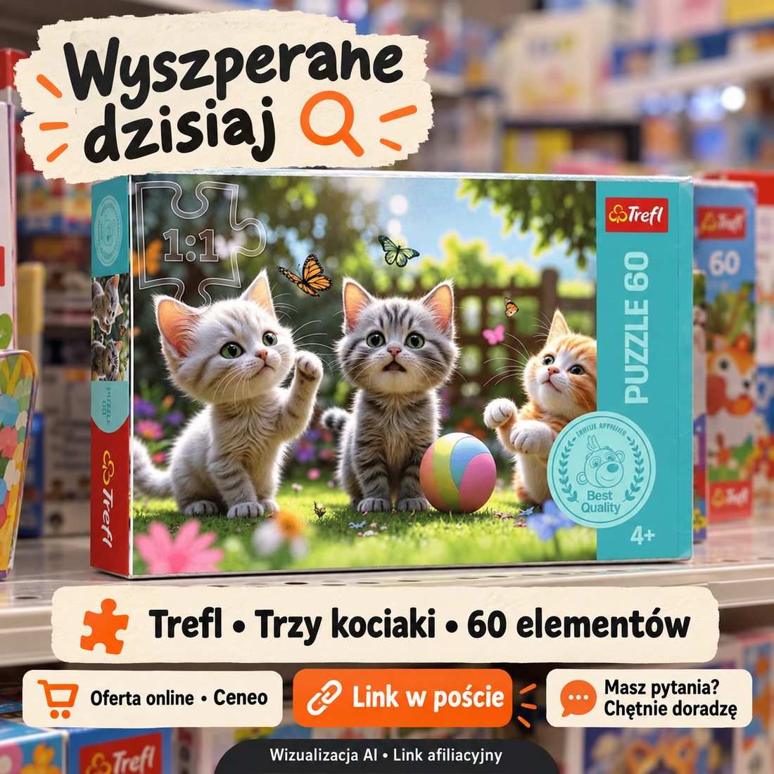 Trefl Trzy kociaki 17412, 60 elementów — Ceneo