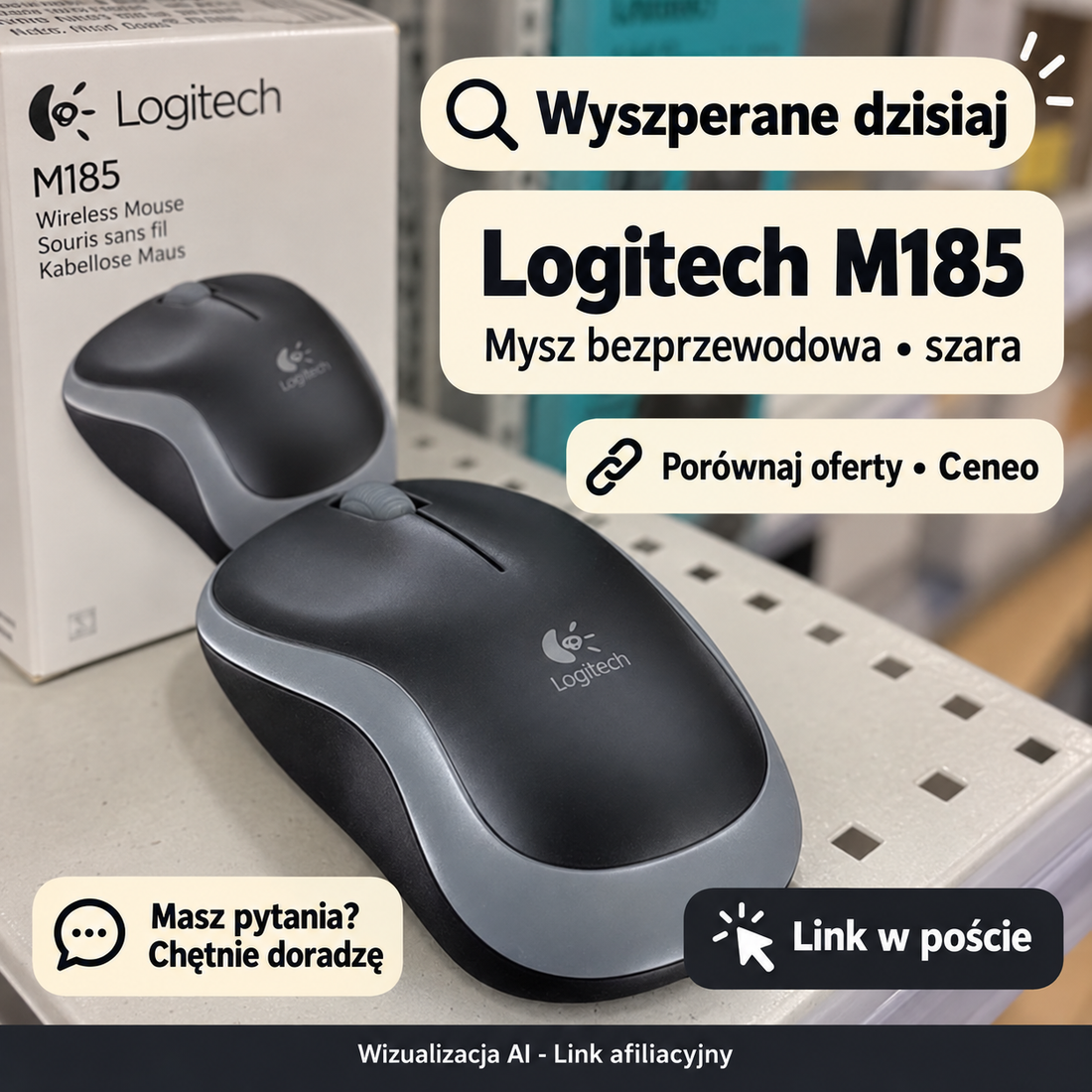 Logitech M185 — szara — Ceneo