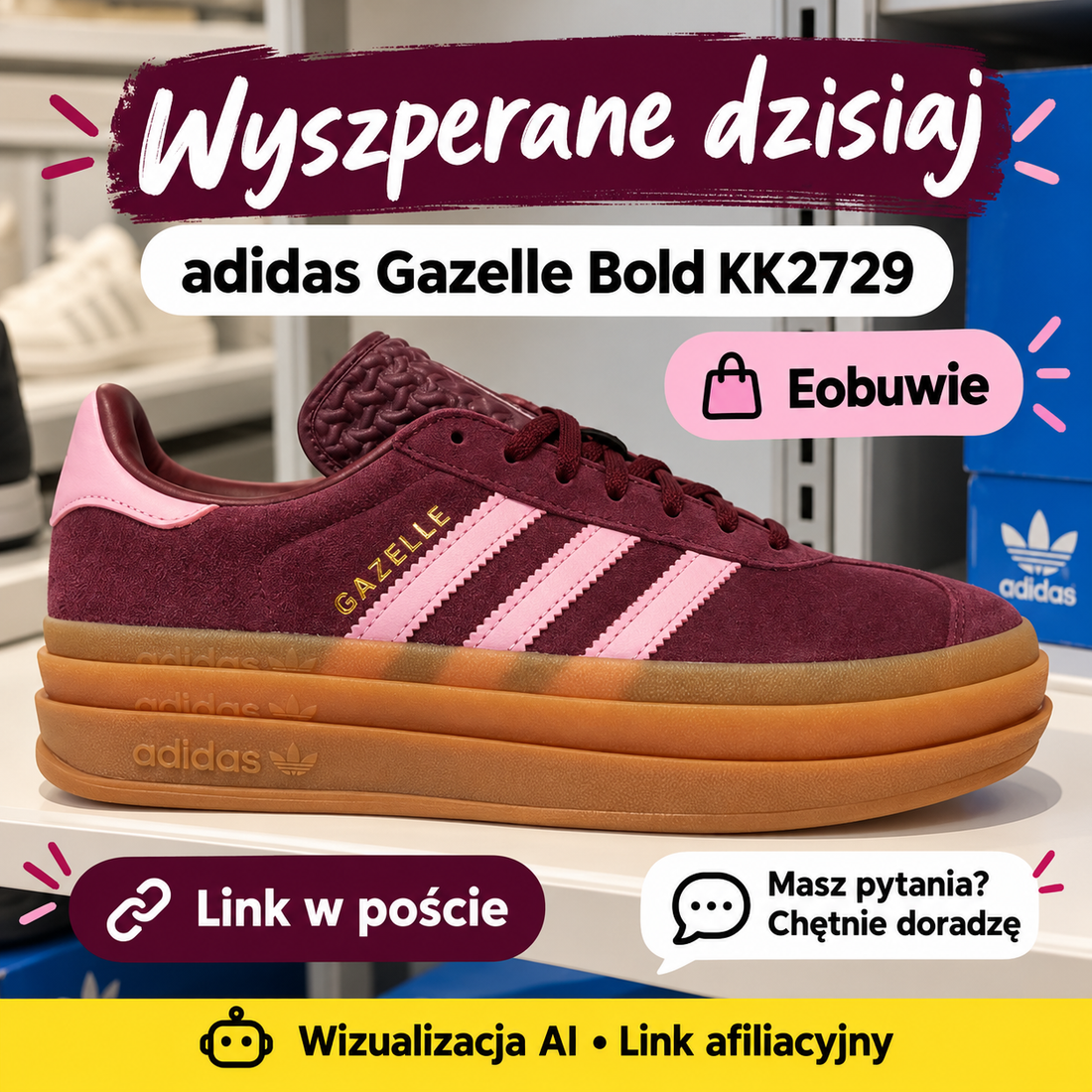 adidas Gazelle Bold KK2729 — Eobuwie