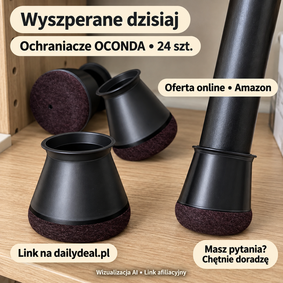 Ochraniacze na nogi krzeseł OCONDA, 24 szt. — Amazon