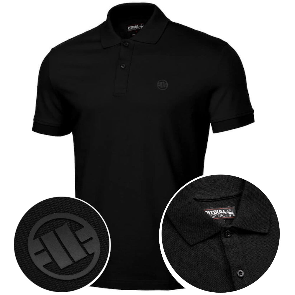 Męska koszulka bawełniana Polo Pit Bull regular Logo All Black_l