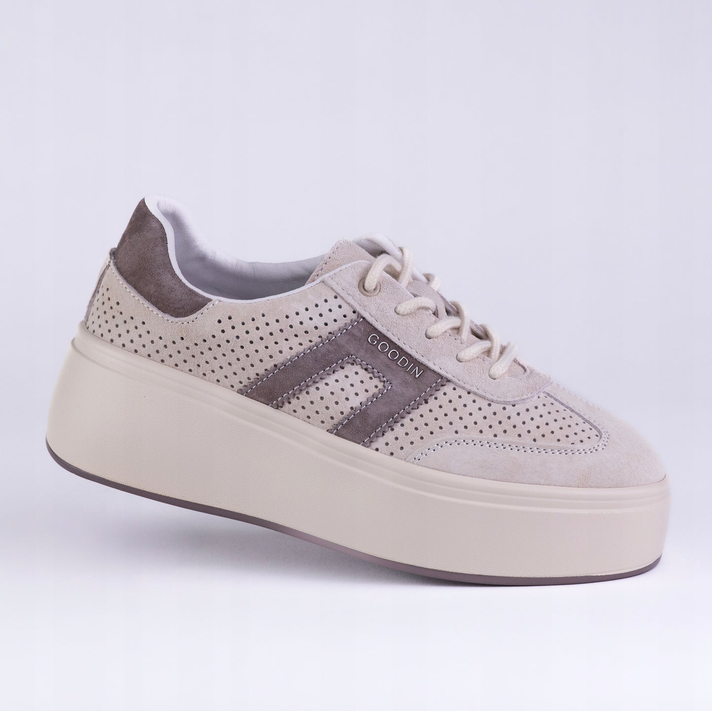 Sneakersy sportowe damskie Goodin GD-XF-218 skóra zamsz platforma beż 39