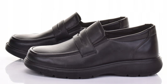 Półbuty Męskie Buty Skóra Ekologiczna Wsuwane Czarne Modne