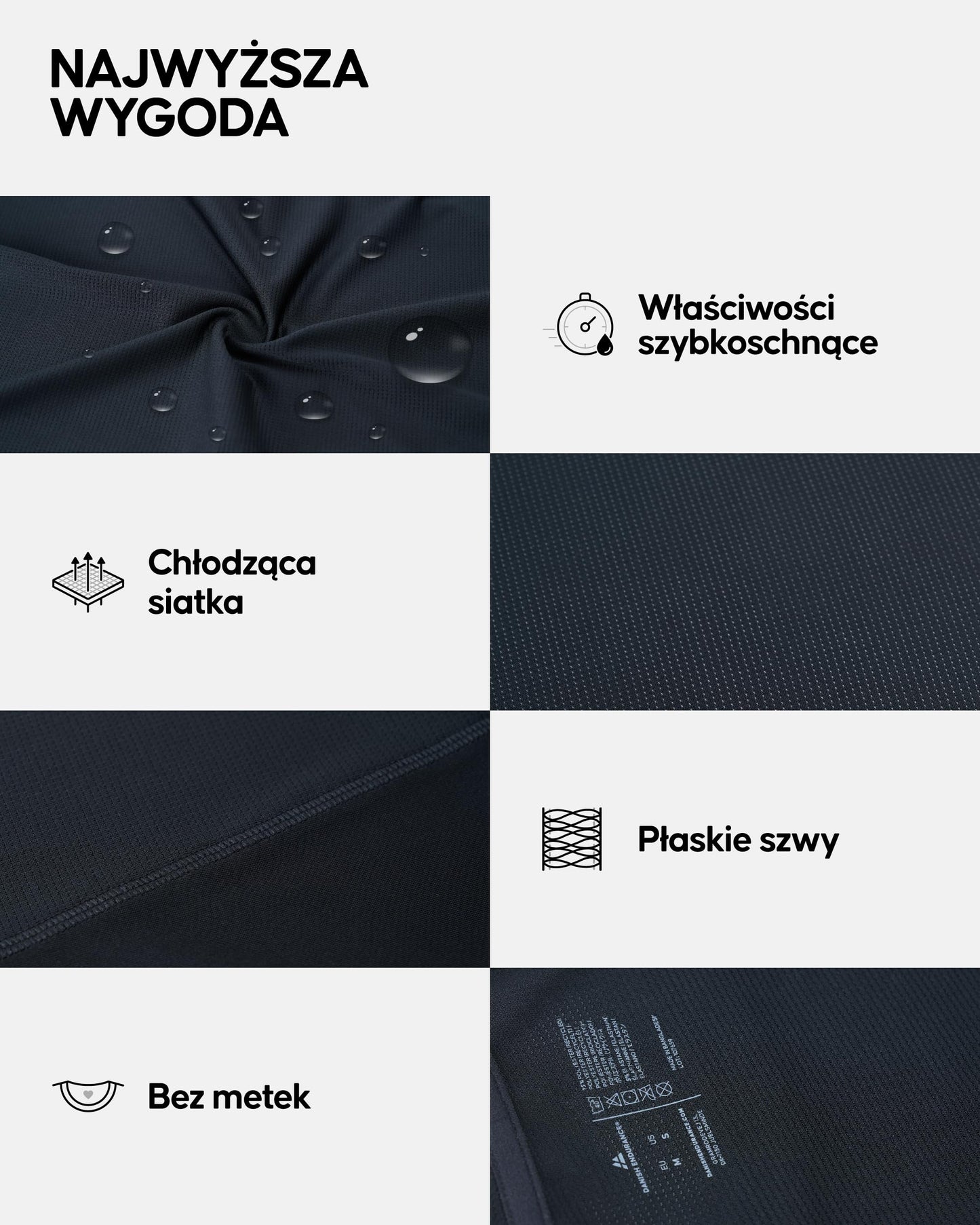 DANISH ENDURANCE Koszulka Sportowa Męska Premium, T-Shirt Na Siłownię, Do Biegania