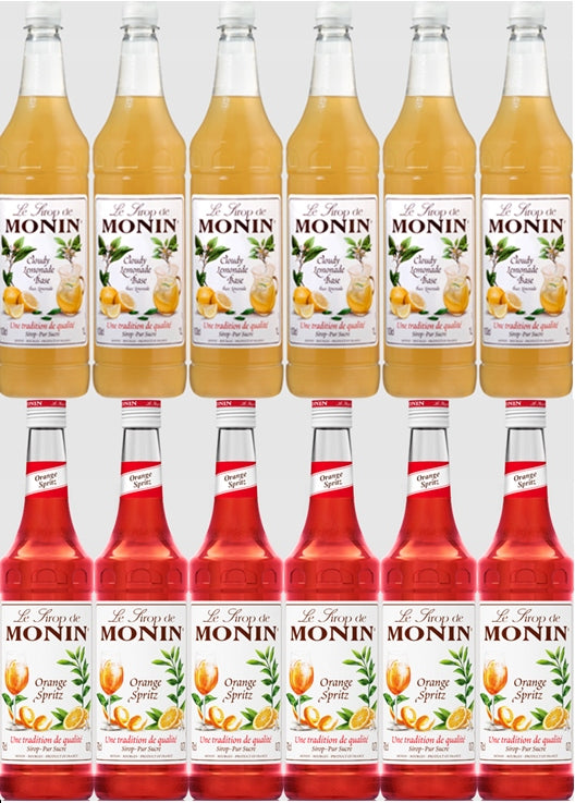 6x Syrop Cloudy Monin baza, 6x Orangr Spritz Monin