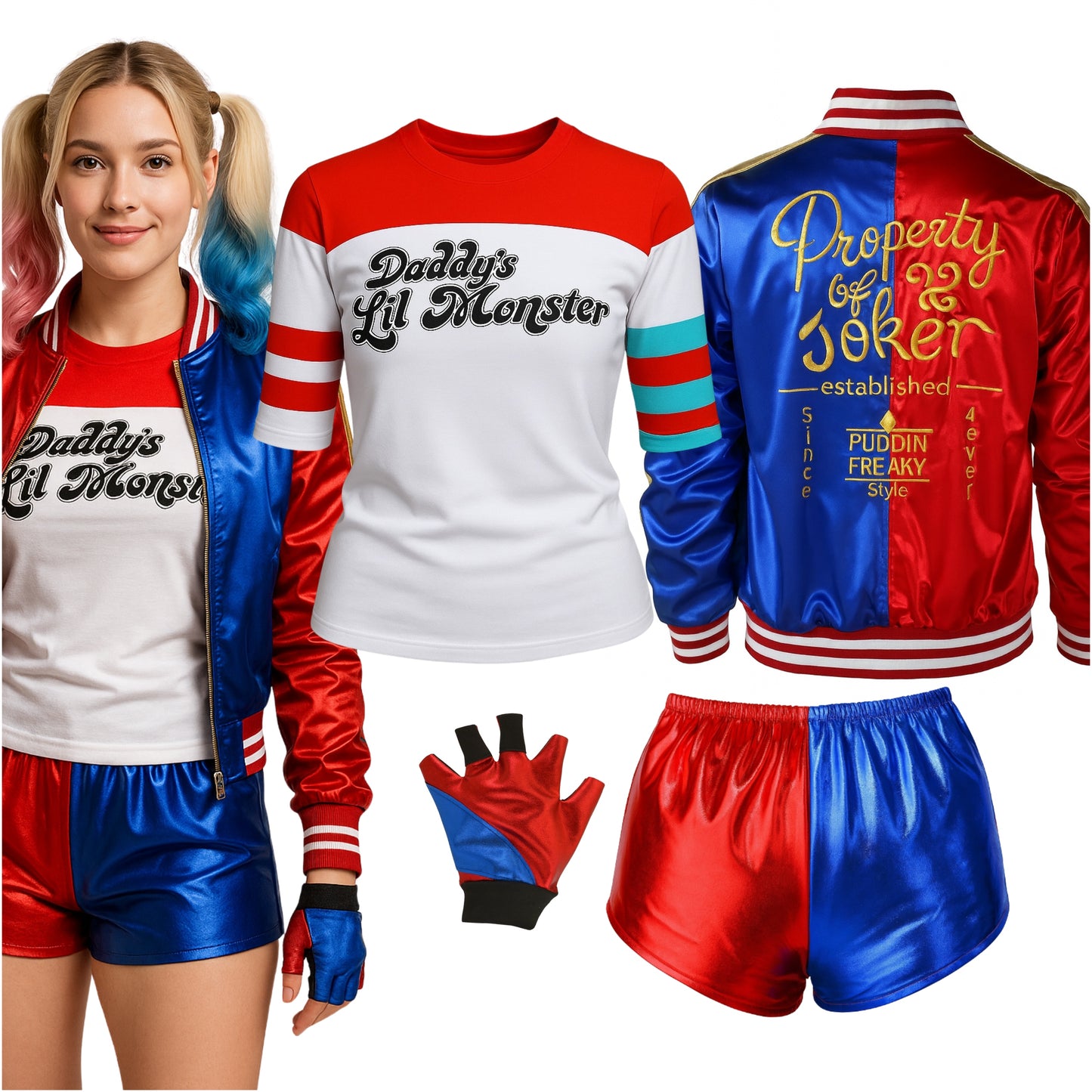 Strój Harley Quinn Joker Batman Gotham Przebranie Kostium Halloween 4EL XXL