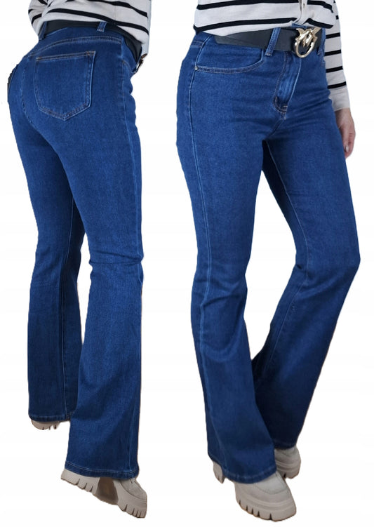 MP01 (38-48) Spodnie Jeansowe Szerokie Dzwony Wyszczuplające 48 4XL
