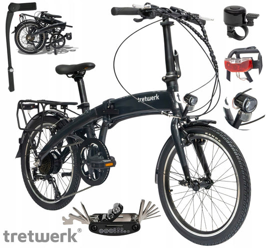 Rower Elektryczny Damski Męski Składany 20" Shimano LCD Składak 250 W Alu