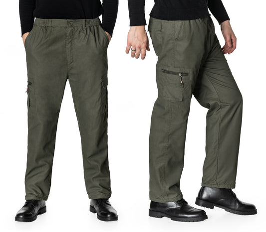 Duże Ciepłe Ocieplane Spodnie Męskie Bojówki Ocieplone Polarem 148-03 r 6XL