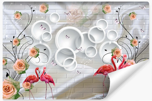Fototapeta Abstrakcja FLAMINGI Róże Cegła 416x290cm