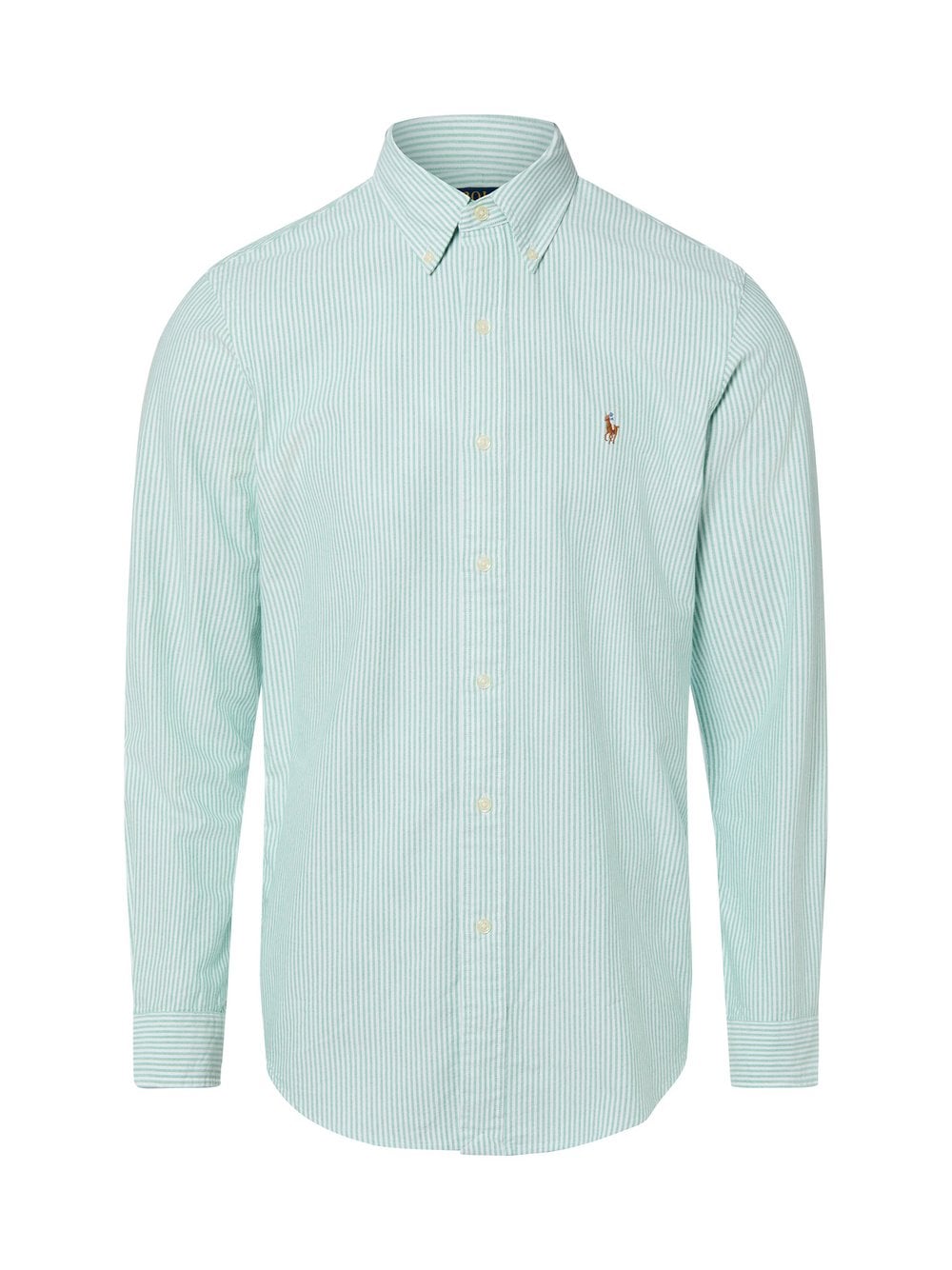 Polo Ralph Lauren Męska koszula bawełniana Mężczyźni Modern Fit Bawełna zielony|biały w paski, M