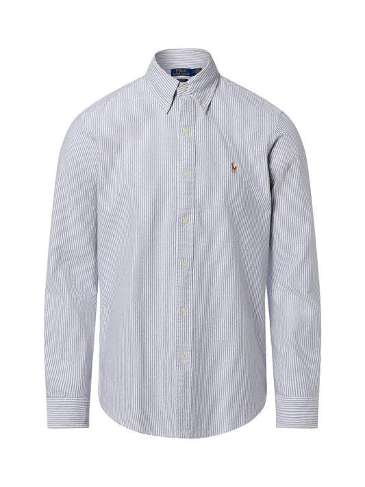 Polo Ralph Lauren Męska koszula bawełniana Mężczyźni Modern Fit Bawełna szary|biały w paski, L