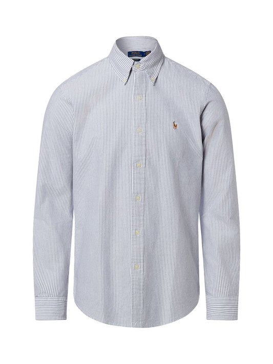 Polo Ralph Lauren Męska koszula bawełniana Mężczyźni Modern Fit Bawełna szary|biały w paski, S