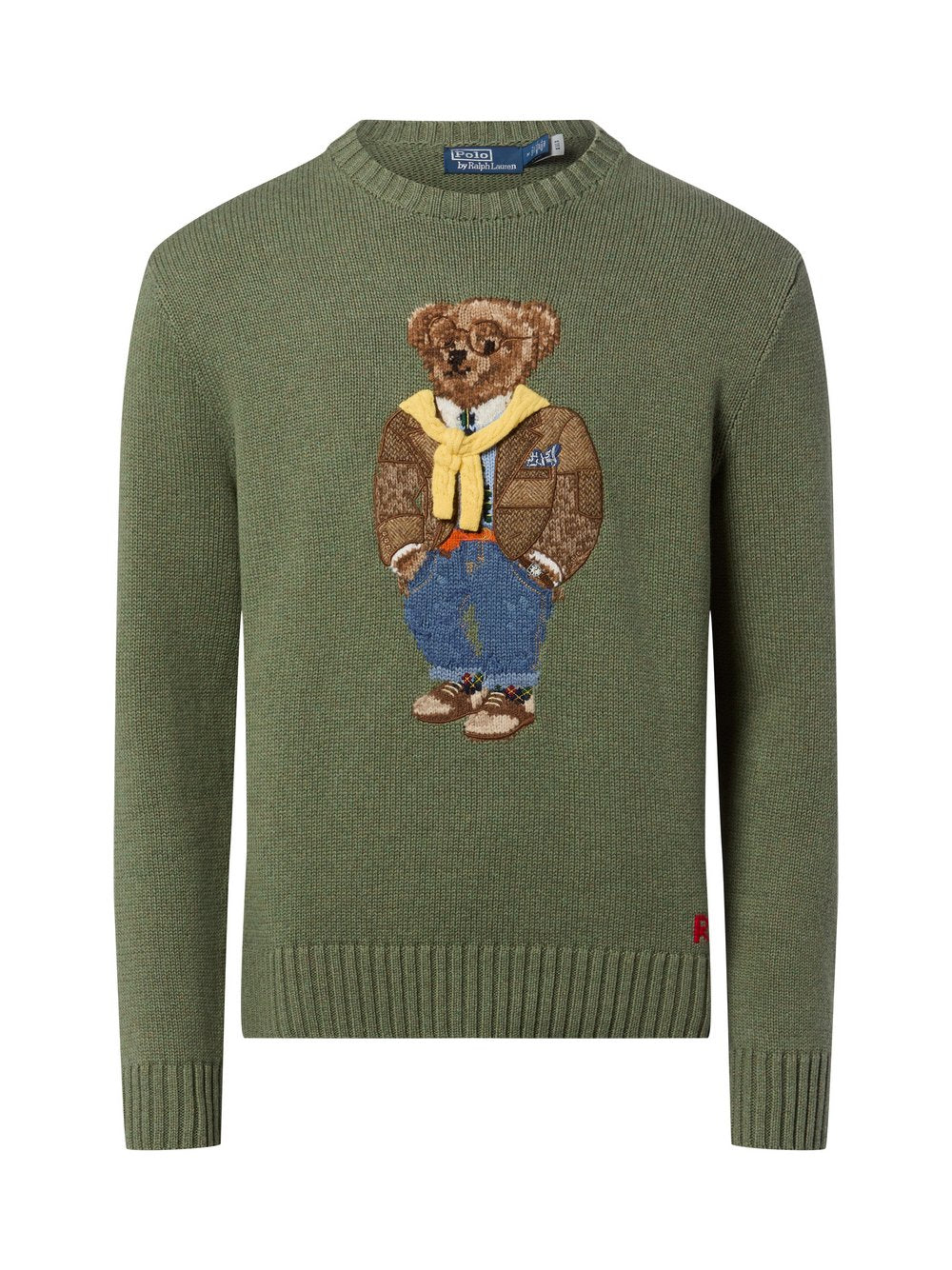 Polo Ralph Lauren Męski sweter z dzianiny Mężczyźni Bawełna zielony|wielokolorowy wzorzysty, S