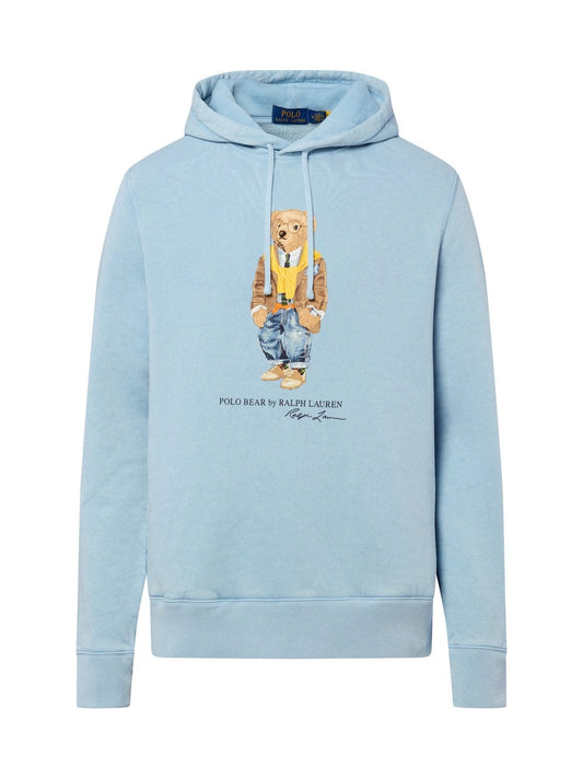 Polo Ralph Lauren Męski sweter z kapturem Mężczyźni Bawełna niebieski nadruk, M
