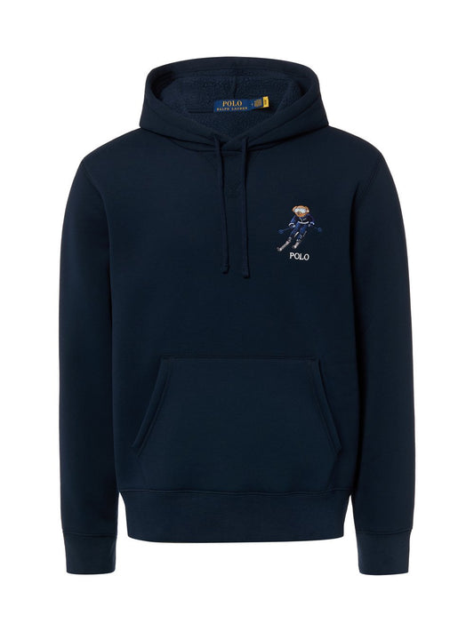 Polo Ralph Lauren Męski sweter z kapturem Mężczyźni Bawełna niebieski jednolity, XL