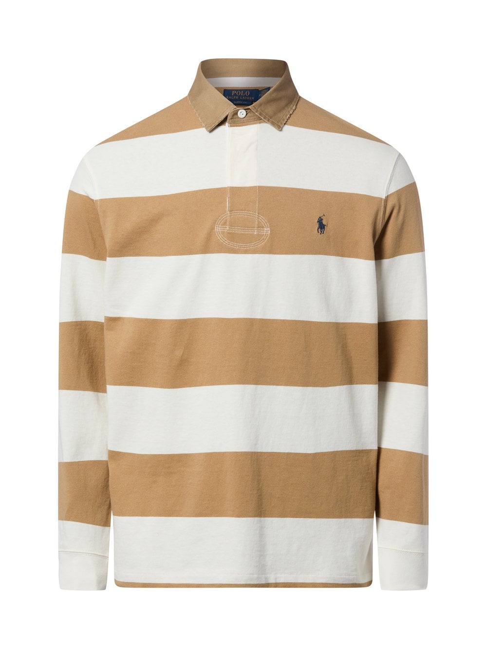 Polo Ralph Lauren Męska koszulka polo Mężczyźni Bawełna brązowy|biały w paski, L