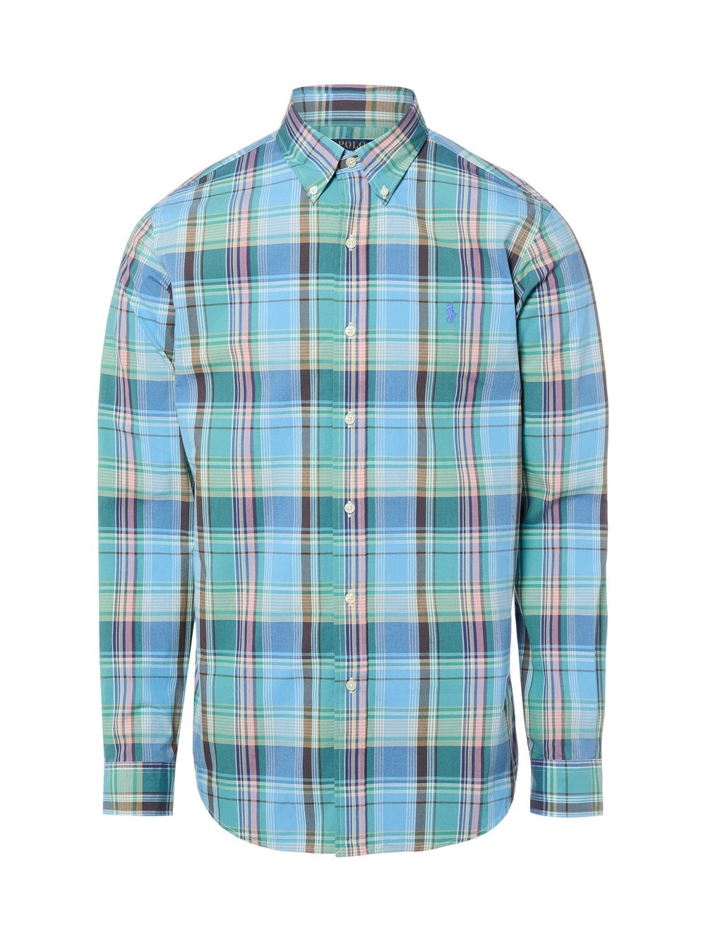 Polo Ralph Lauren Koszula męska - Custom Fit Mężczyźni Regular Fit Bawełna niebieski|zielony|wielokolorowy w kratkę, XL
