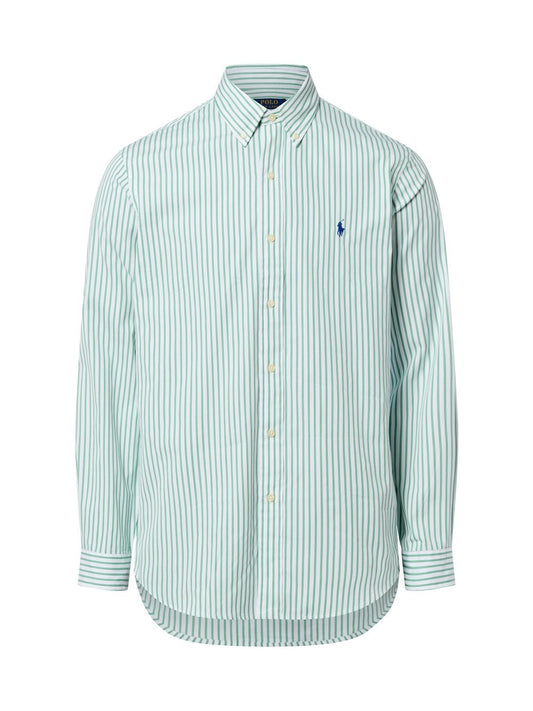 Polo Ralph Lauren Męska koszula casualowa - Custom Fit Mężczyźni Regular Fit Bawełna zielony w paski, M