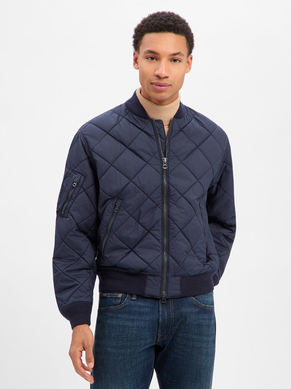 Polo Ralph Lauren Męska kurtka pikowana - Ghent Mężczyźni Sztuczne włókno niebieski jednolity, XL